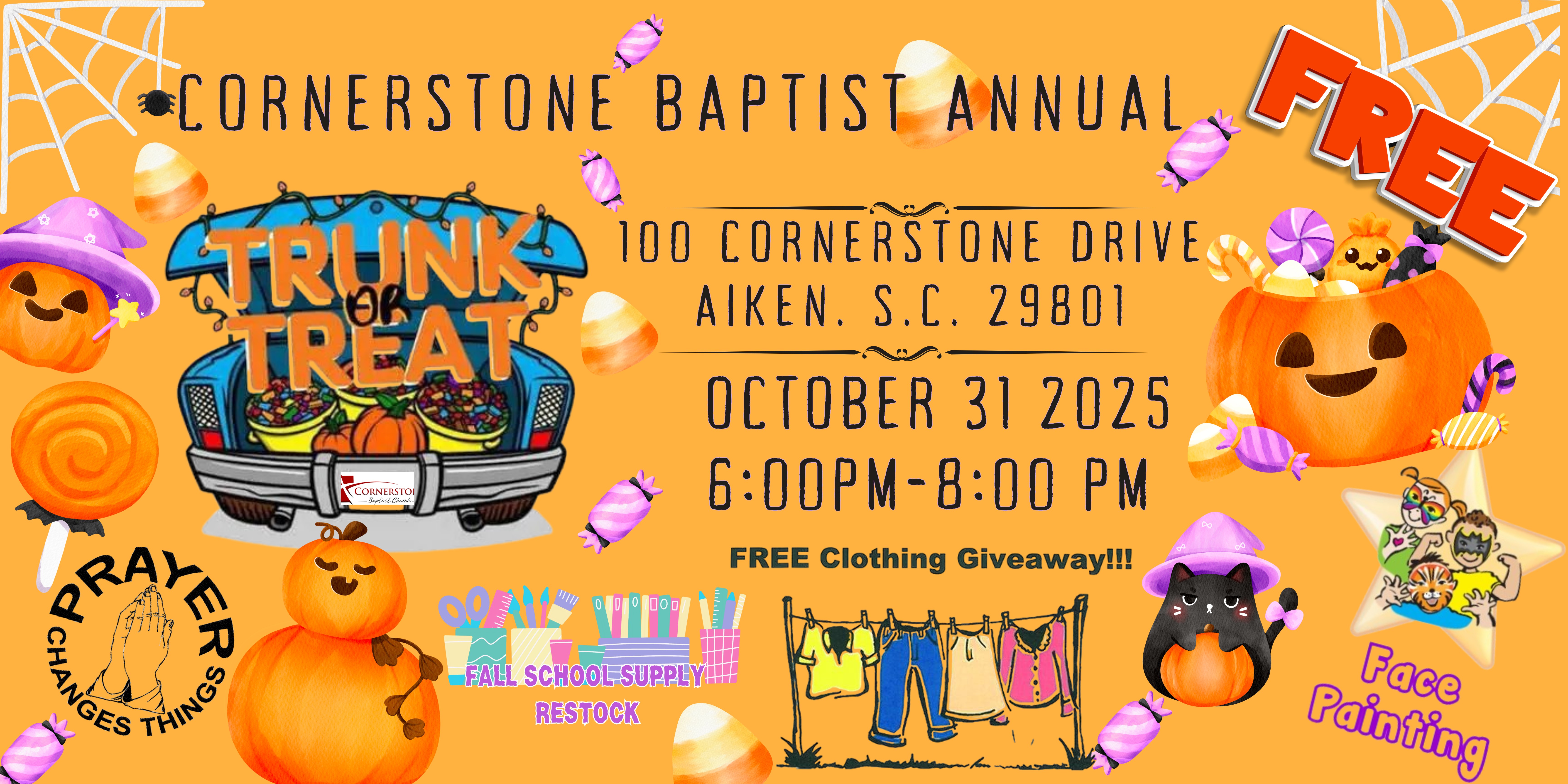 Annual Trunk Or Treat at Cornerstone Baptist Church Logo